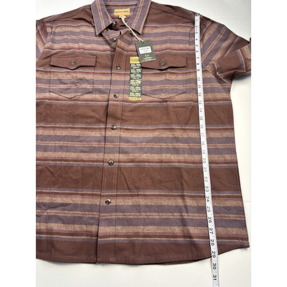 RedHead Mens NWT 2XL Tully Creek Dark Brown Striped Button Down Flannel Shirt - Picture 9 of 9